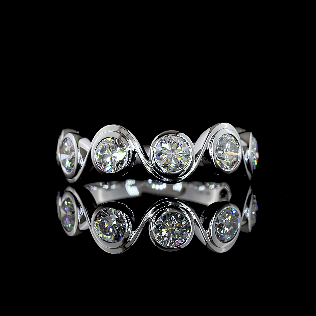Lab-Grown 1.57 Carat Round E-F-VS1 Diamond 14K WG Seven Stones Eternity Band