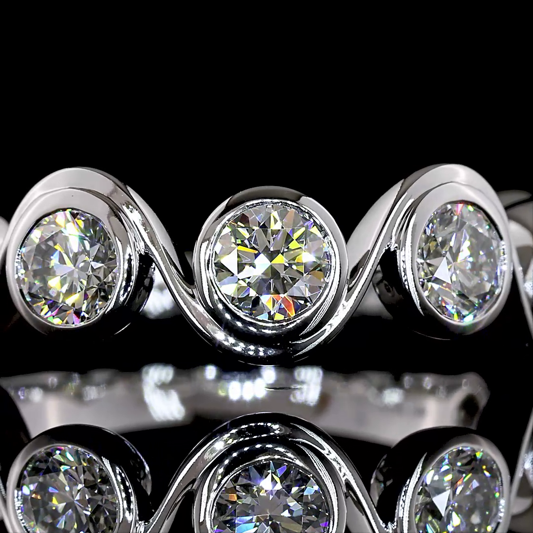 Lab-Grown 1.57 Carat Round E-F-VS1 Diamond 14K WG Seven Stones Eternity Band