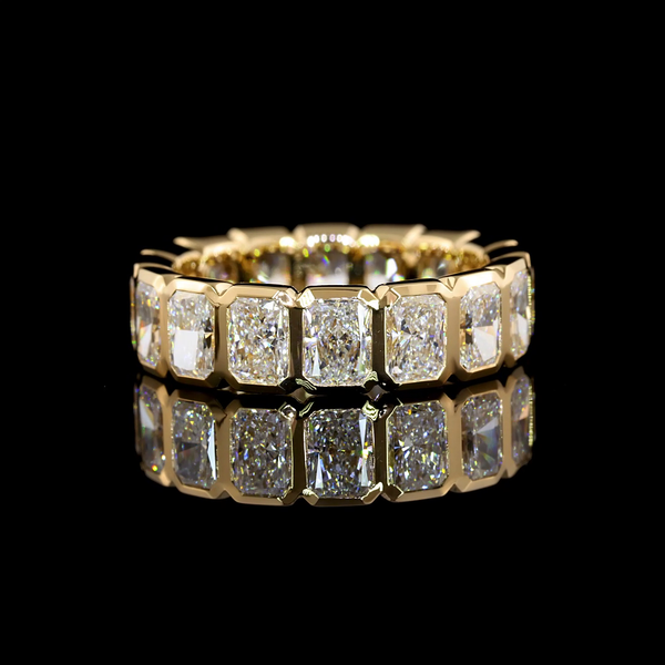 Lab-Grown 5.3 Carat Radiant F-VS2 Diamond 14K Yellow Gold Eternity Band Eternity