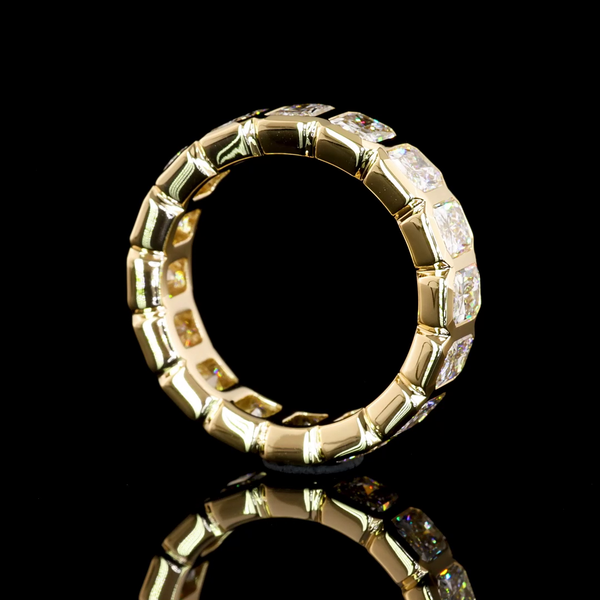 Lab-Grown 5.3 Carat Radiant F-VS2 Diamond 14K Yellow Gold Eternity Band Eternity