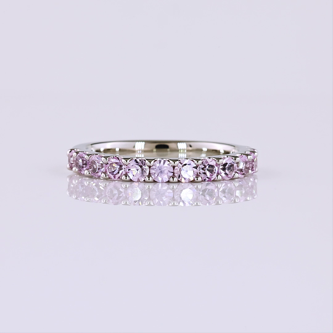 Lab-Grown 0 Carat Round Fancy Vivid-VS2 Diamond Platinum Half Eternity Band