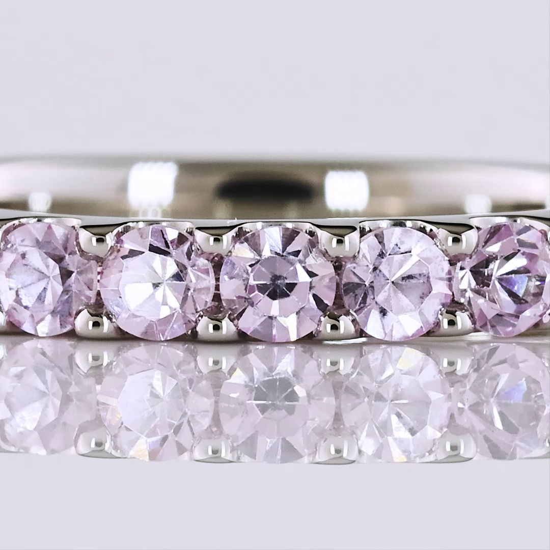 Lab-Grown 0 Carat Round Fancy Vivid-VS2 Diamond Platinum Half Eternity Band