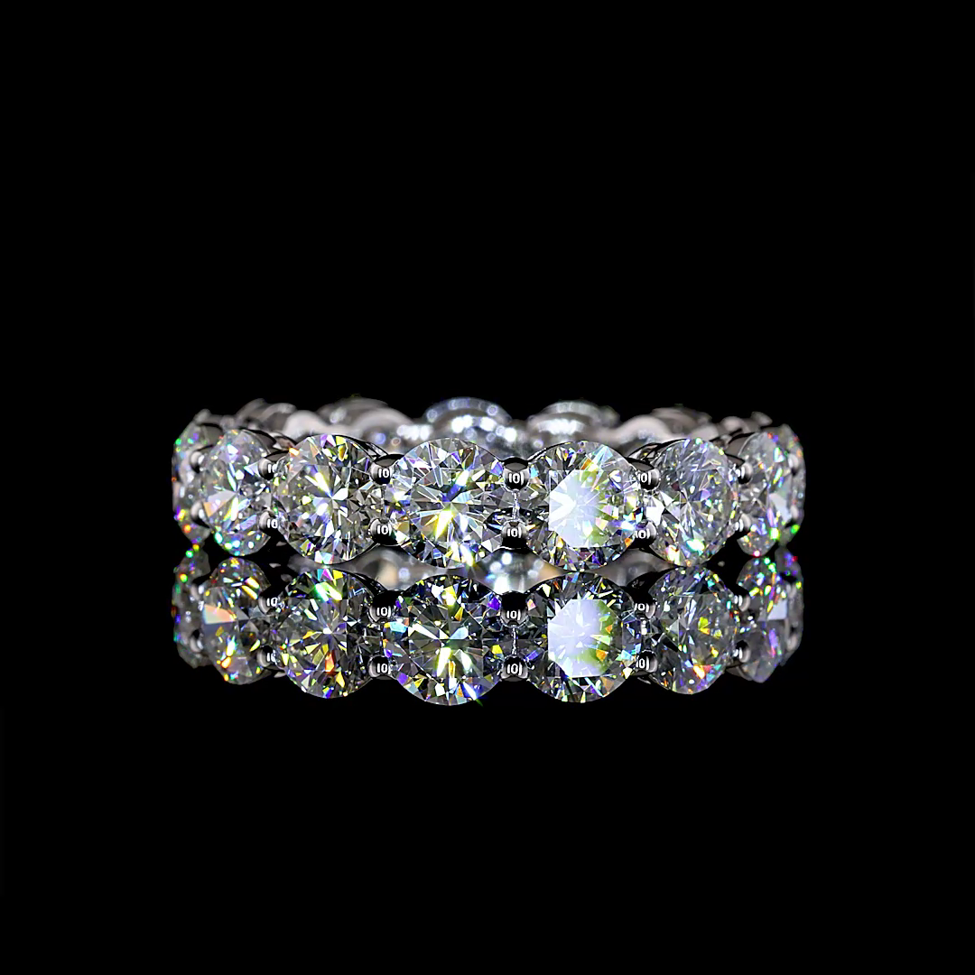 Lab-Grown 4.21 Carat Round E-F-VS Diamond 14K White Gold Eternity Band