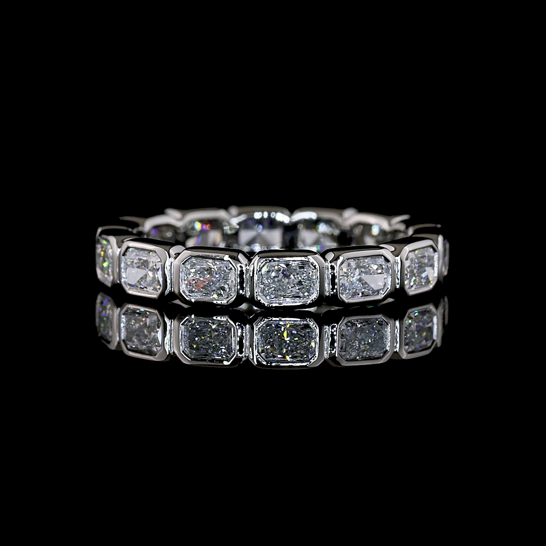 Lab-Grown 1.99 Carat Radiant E-F-VS1 Diamond Platinum Eternity Band