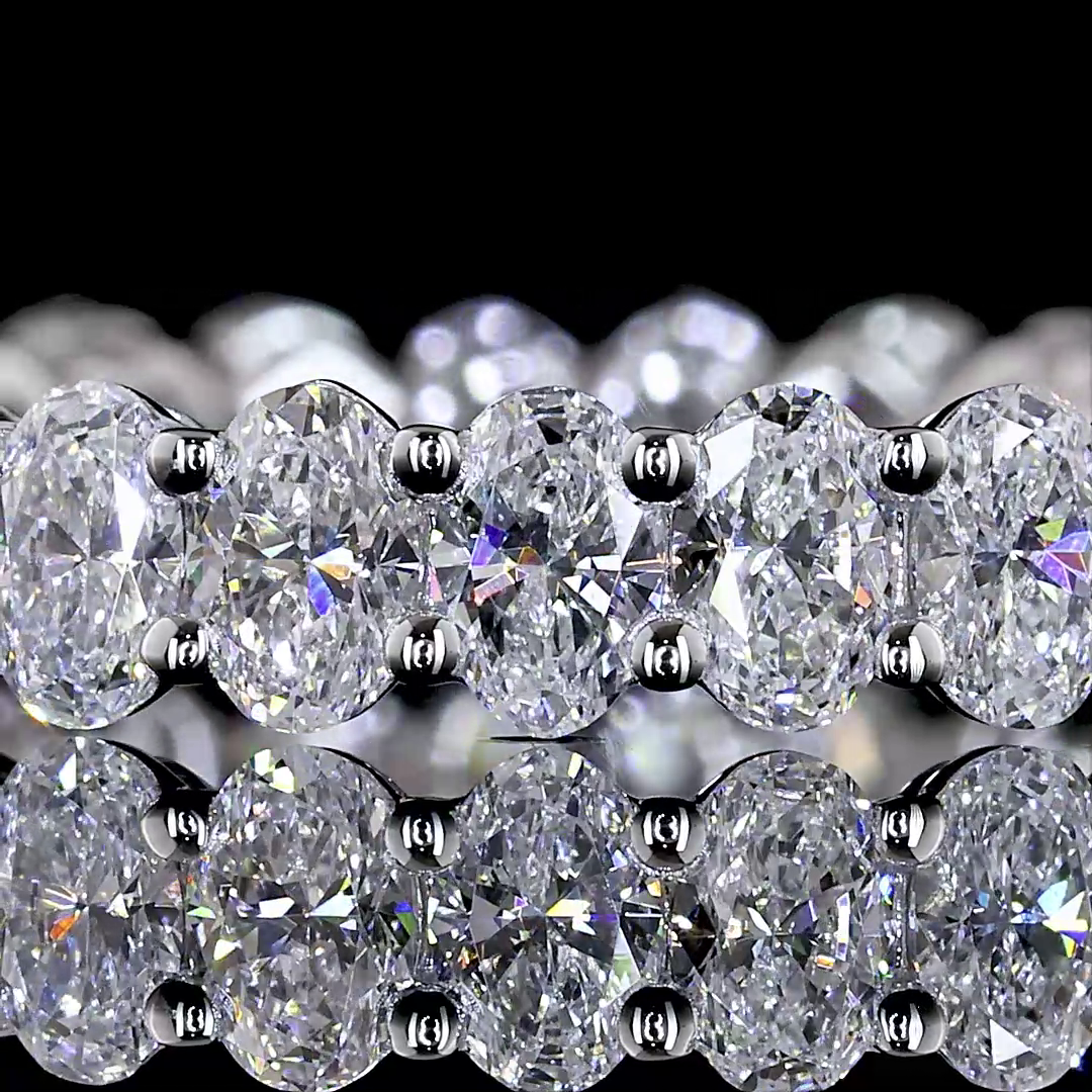 Lab-Grown 2.11 Carat Oval E-F-VS1 Diamond 18K White Gold Eternity Band