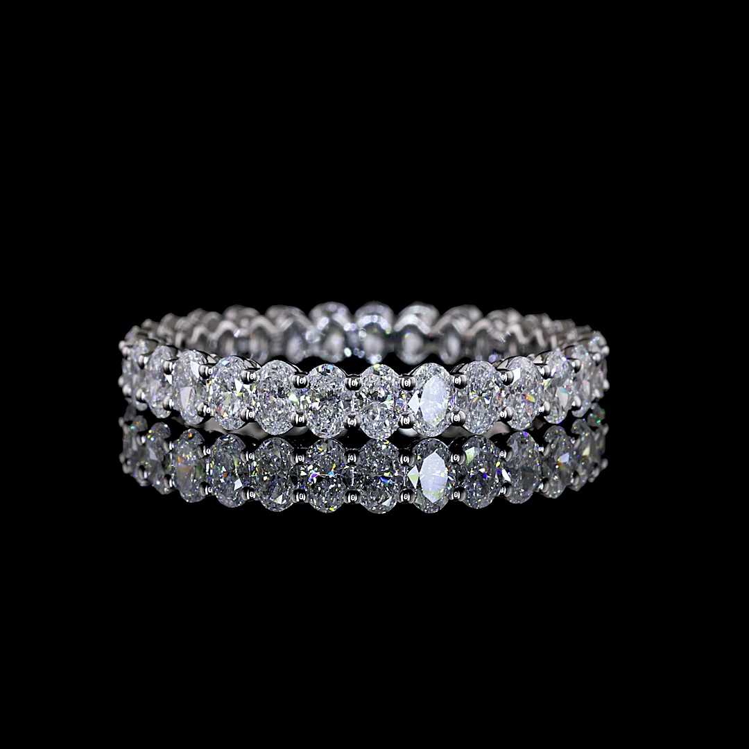 Lab-Grown 2.1 Carat Oval E-F-VS1 Diamond 18K White Gold Eternity Band
