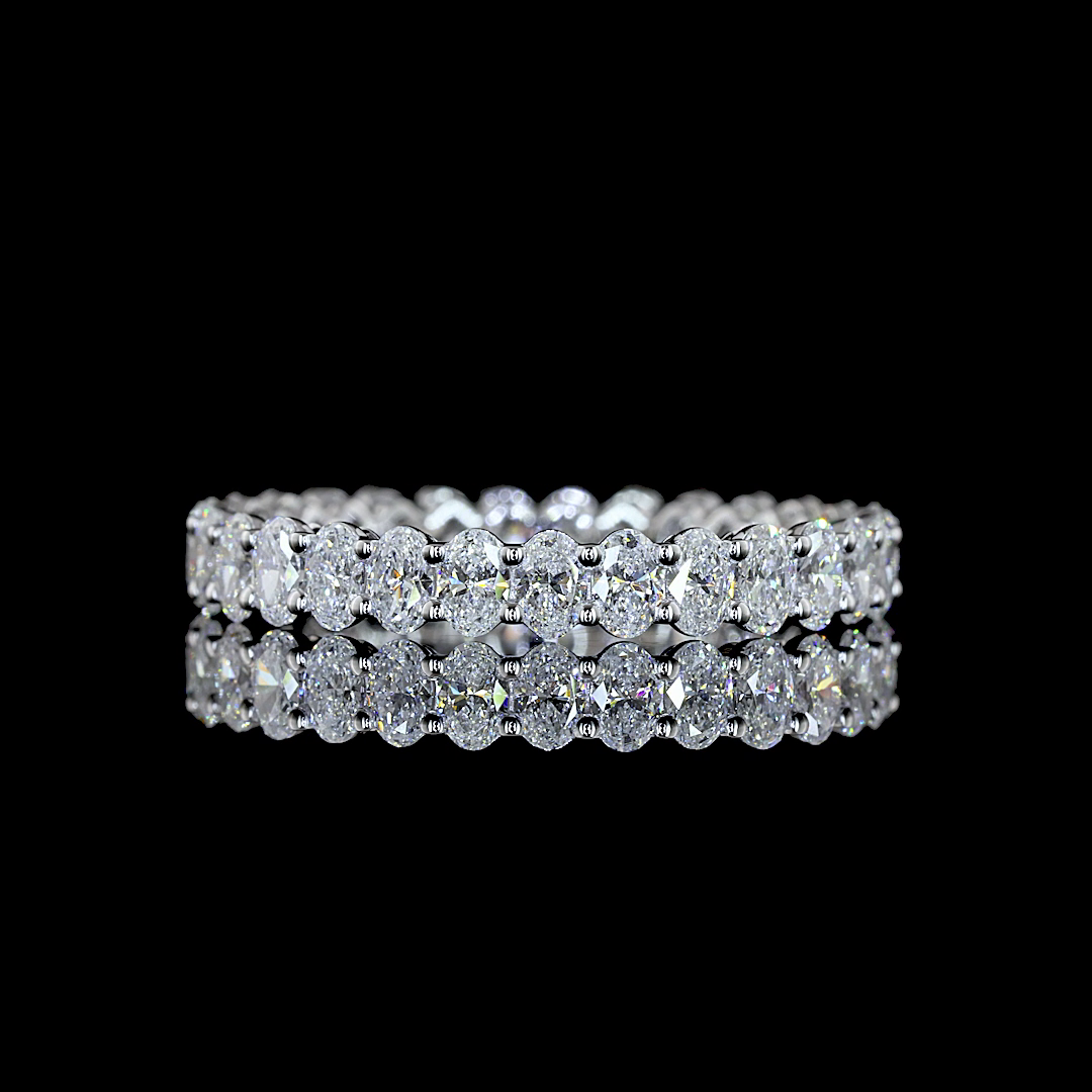 Lab-Grown 2.12 Carat Oval E-F-VS1 Diamond 18K White Gold Eternity Band