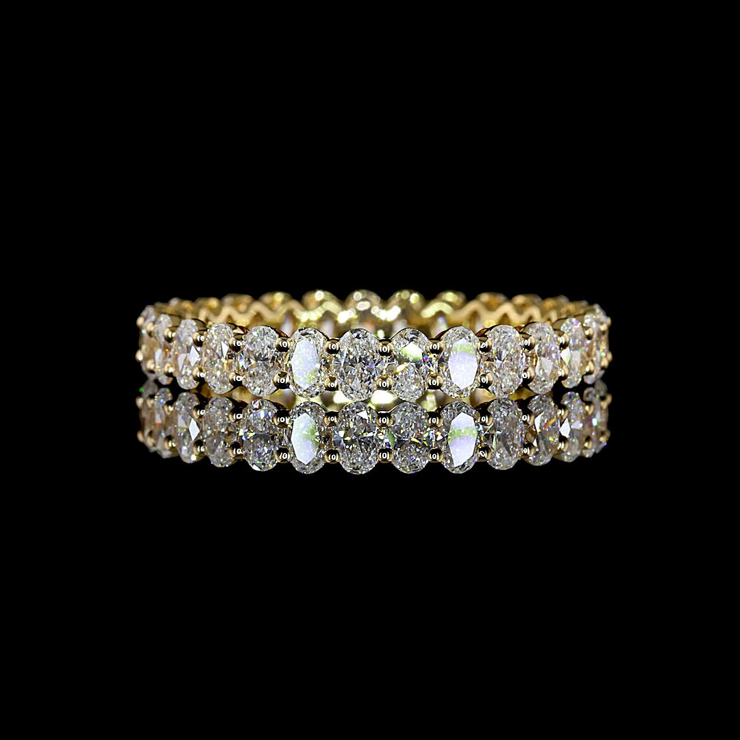 Lab-Grown 2.15 Carat Oval E-F-VS1 Diamond 18K Yellow Gold Eternity Band