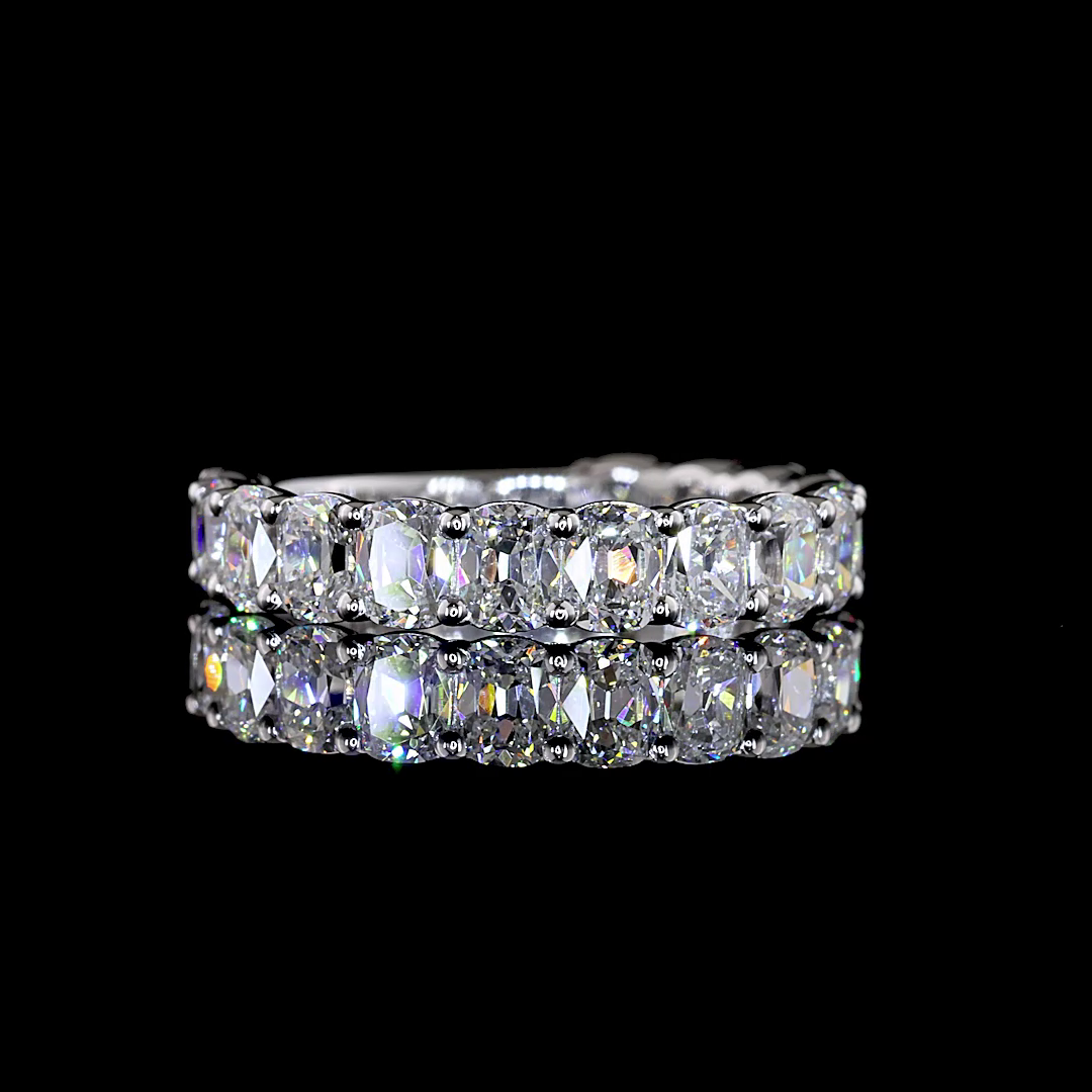 Lab-Grown 1.89 Carat Antique Cushion Diamond 14K WG 3/4 Band Eternity Band