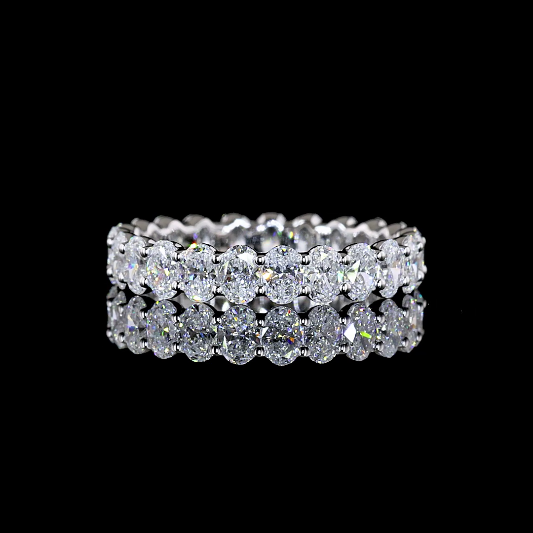 Lab-Grown 2 Carat Oval E-F-VS1 Diamond 14K White Gold Eternity Band