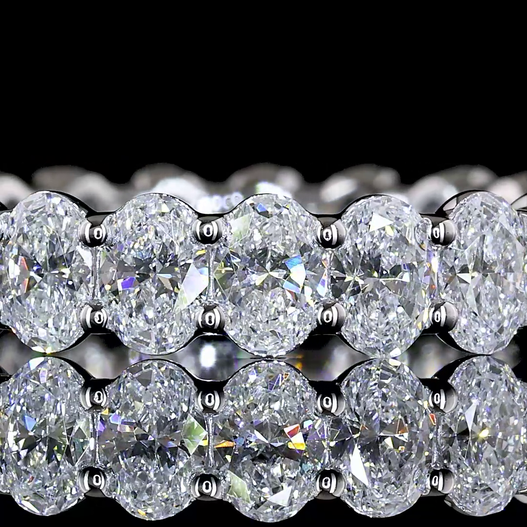 Lab-Grown 2 Carat Oval E-F-VS1 Diamond 14K White Gold Eternity Band