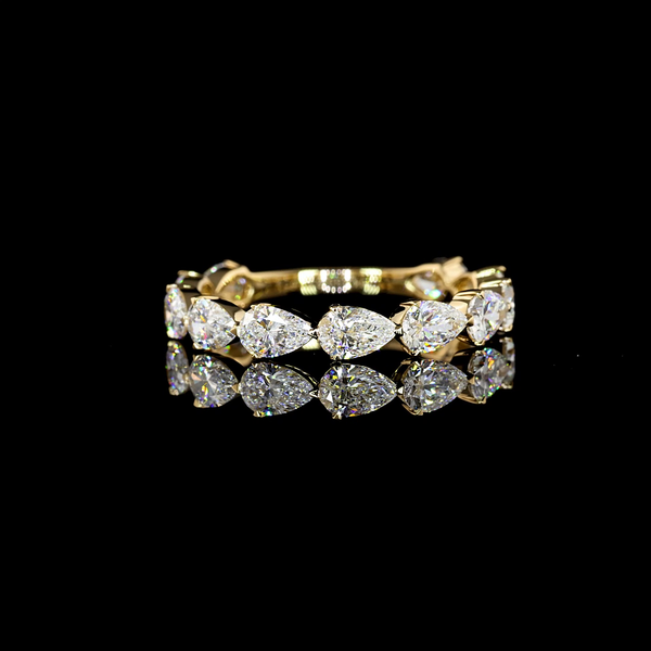 Lab-Grown 1.66 Carat Pear F-VS1 Diamond 18K Yellow Gold 3/4 Band Eternity Band