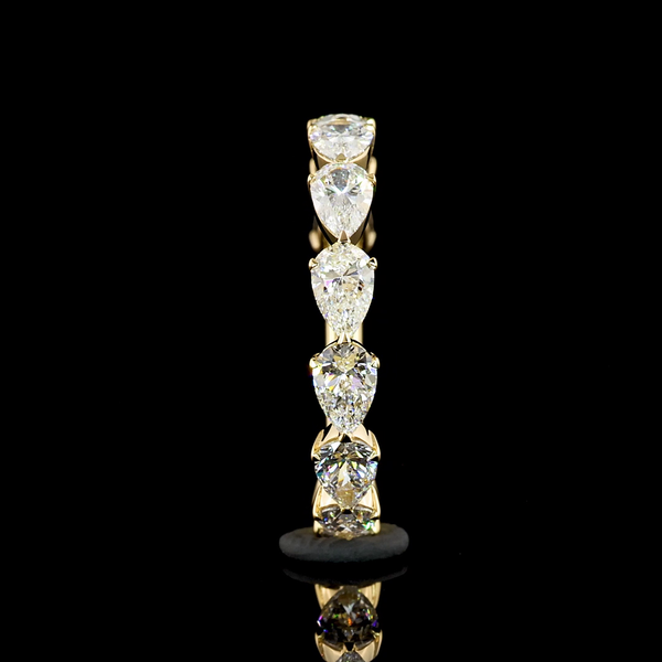 Lab-Grown 1.66 Carat Pear F-VS1 Diamond 18K Yellow Gold 3/4 Band Eternity Band