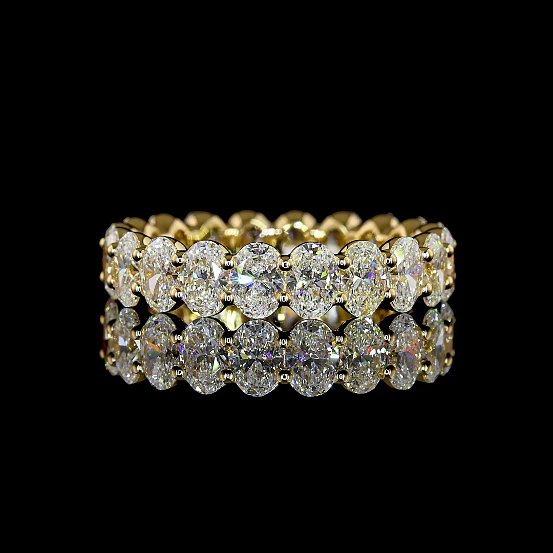 Lab-Grown 3.22 Carat Oval E-F-VS Diamond 18K Yellow Gold Eternity Band