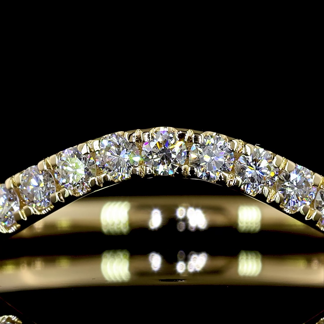 Lab-Grown 0.45 Carat Round E-F-VS1 Diamond 14K YG 3/4 Band Eternity Band