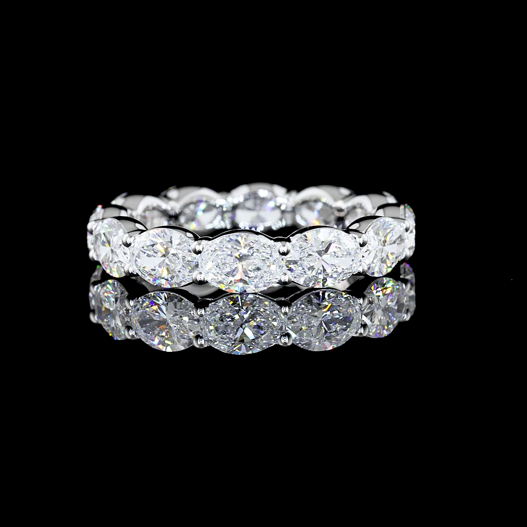 Lab-Grown 3.65 Carat Oval E-F-VS1 Diamond 14K White Gold Eternity Band