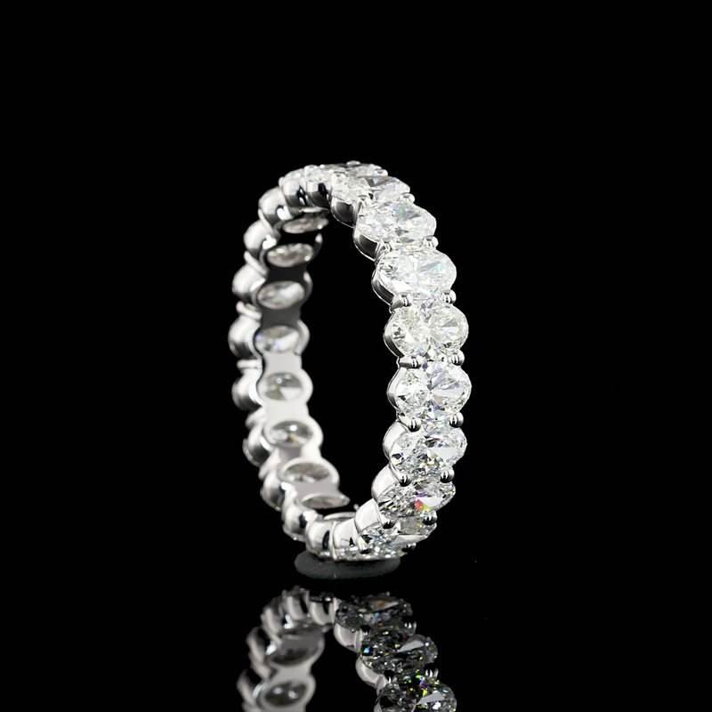 Lab-Grown 2.96 Carat Oval F-VS1 Diamond 14K White Gold Eternity Band Eternity Band