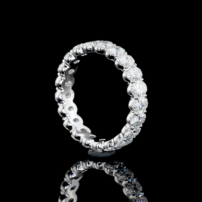 Lab-Grown 2.95 Carat Oval F-VS1 Diamond 14K White Gold Eternity Band Eternity Band