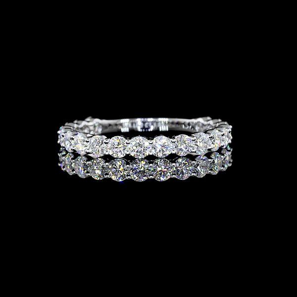 Lab-Grown 0.99 Carat Round E-VS1 Diamond 14K White Gold 3/4 Band Eternity Band