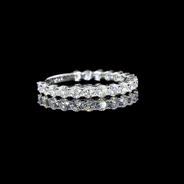 Lab-Grown 0.99 Carat Round E-VS1 Diamond 14K White Gold 3/4 Band Eternity Band