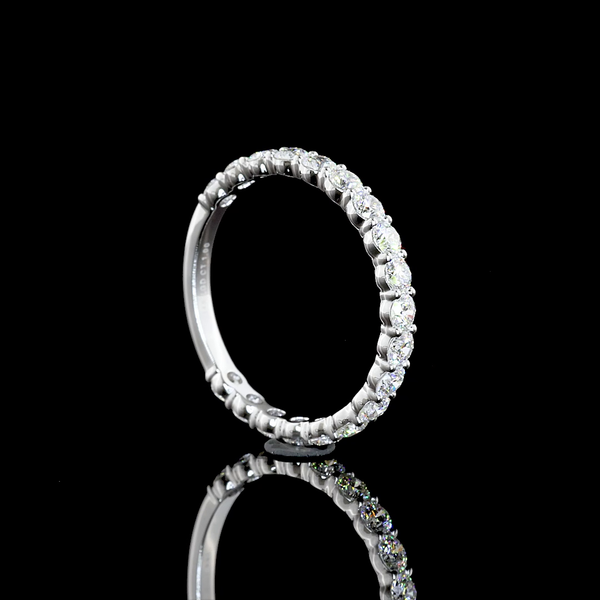 Lab-Grown 0.99 Carat Round E-VS1 Diamond 14K White Gold 3/4 Band Eternity Band