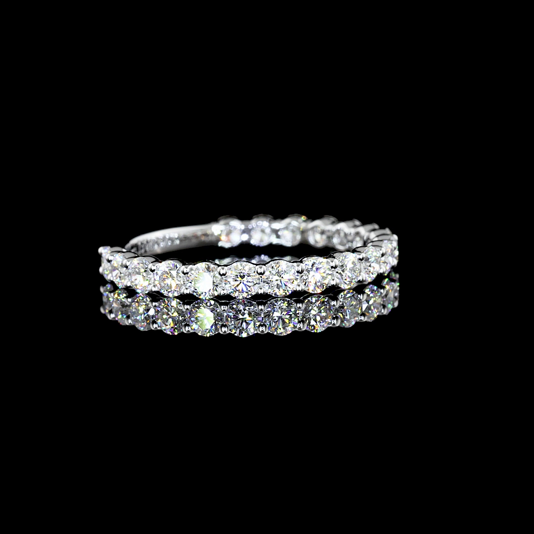 Lab-Grown 1 Carat Round E-VS1 Diamond 14K White Gold 3/4 Band Eternity Band