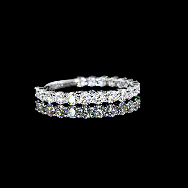 Lab-Grown 1 Carat Round E-VS1 Diamond 14K White Gold 3/4 Band Eternity Band