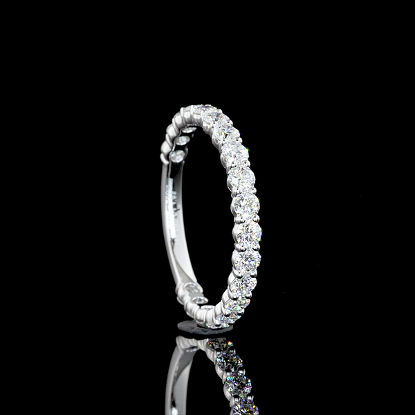 Lab-Grown 1 Carat Round E-VS1 Diamond 14K White Gold 3/4 Band Eternity Band