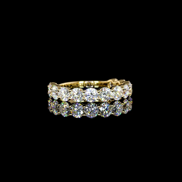 Lab-Grown 1.98 Carat Round E-VS1 Diamond 14K Yellow Gold 3/4 Band Eternity Band