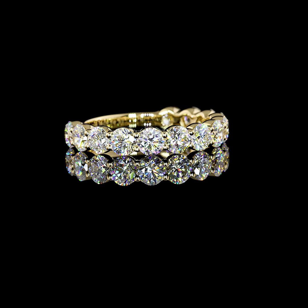 Lab-Grown 2 Carat Round E-VS1 Diamond 14K Yellow Gold 3/4 Band Eternity Band