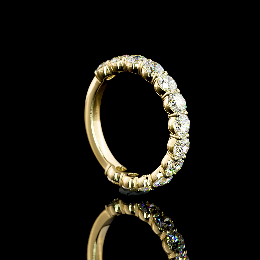 Lab-Grown 2 Carat Round E-VS1 Diamond 14K Yellow Gold 3/4 Band Eternity Band