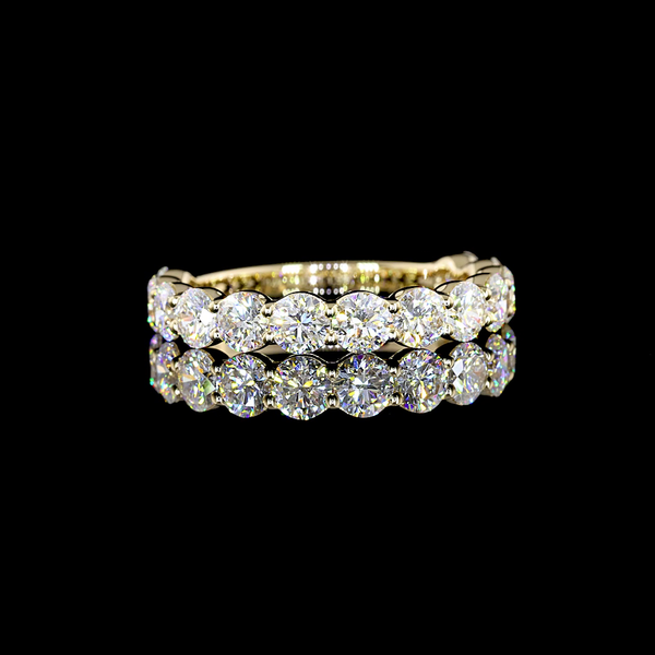 Lab-Grown 1.92 Carat Round F-VS2 Diamond 14K Yellow Gold 3/4 Band Eternity Band