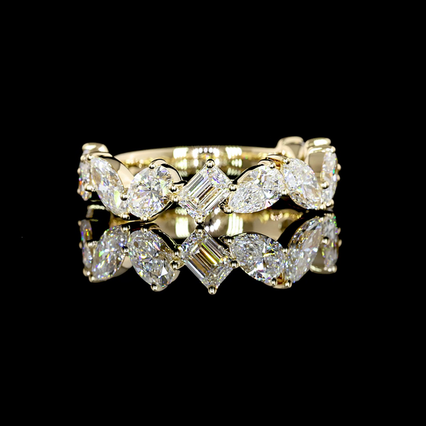 Lab-Grown 2.06 Carat MIX E-VS1 Diamond 14K Yellow Gold 3/4 Band Eternity Band