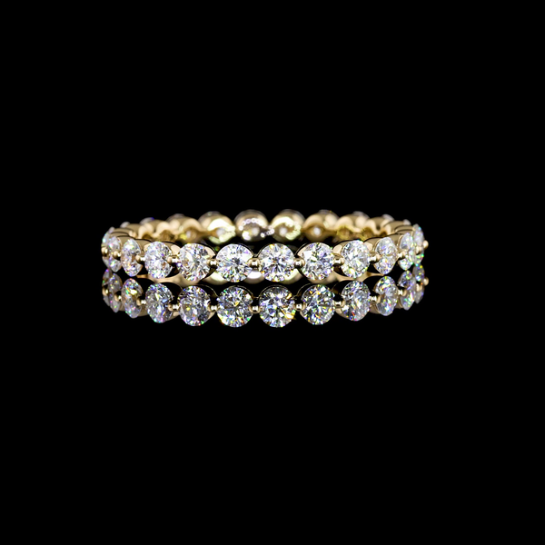 Lab-Grown 1.09 Carat Round E-VS1 Diamond 18K Yellow Gold Eternity Band Eternity Band