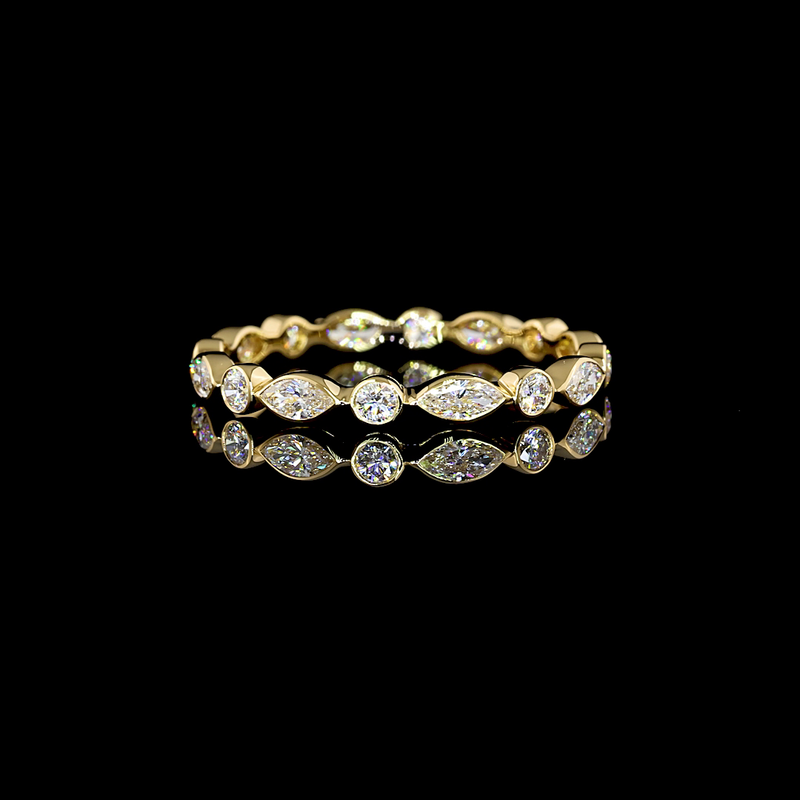 Lab-Grown 0.70 Carat MIX F-VS1 Diamond 18K Yellow Gold Eternity Band Eternity Band