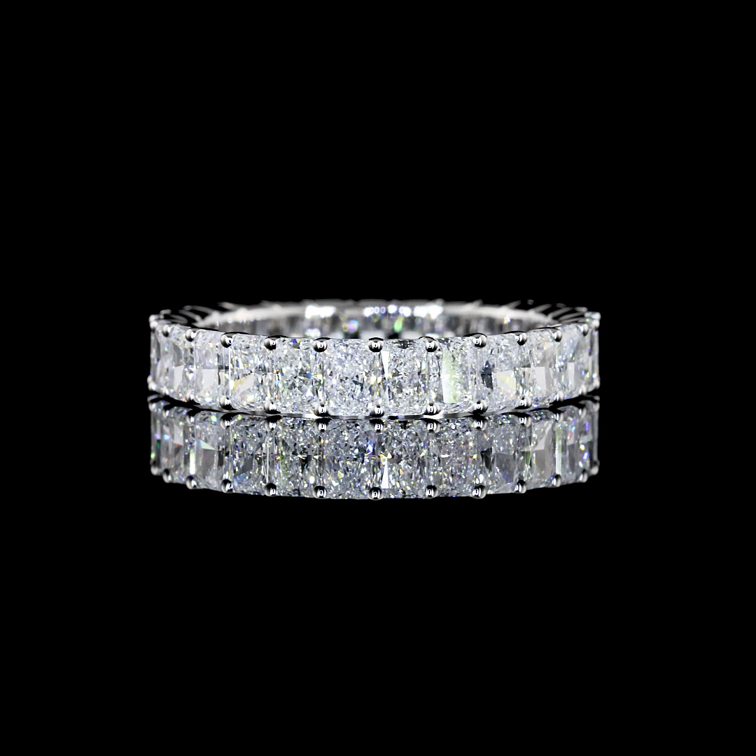 Lab-Grown 1.95 Carat Radiant E-F-VS Diamond 14K White Gold Eternity Band