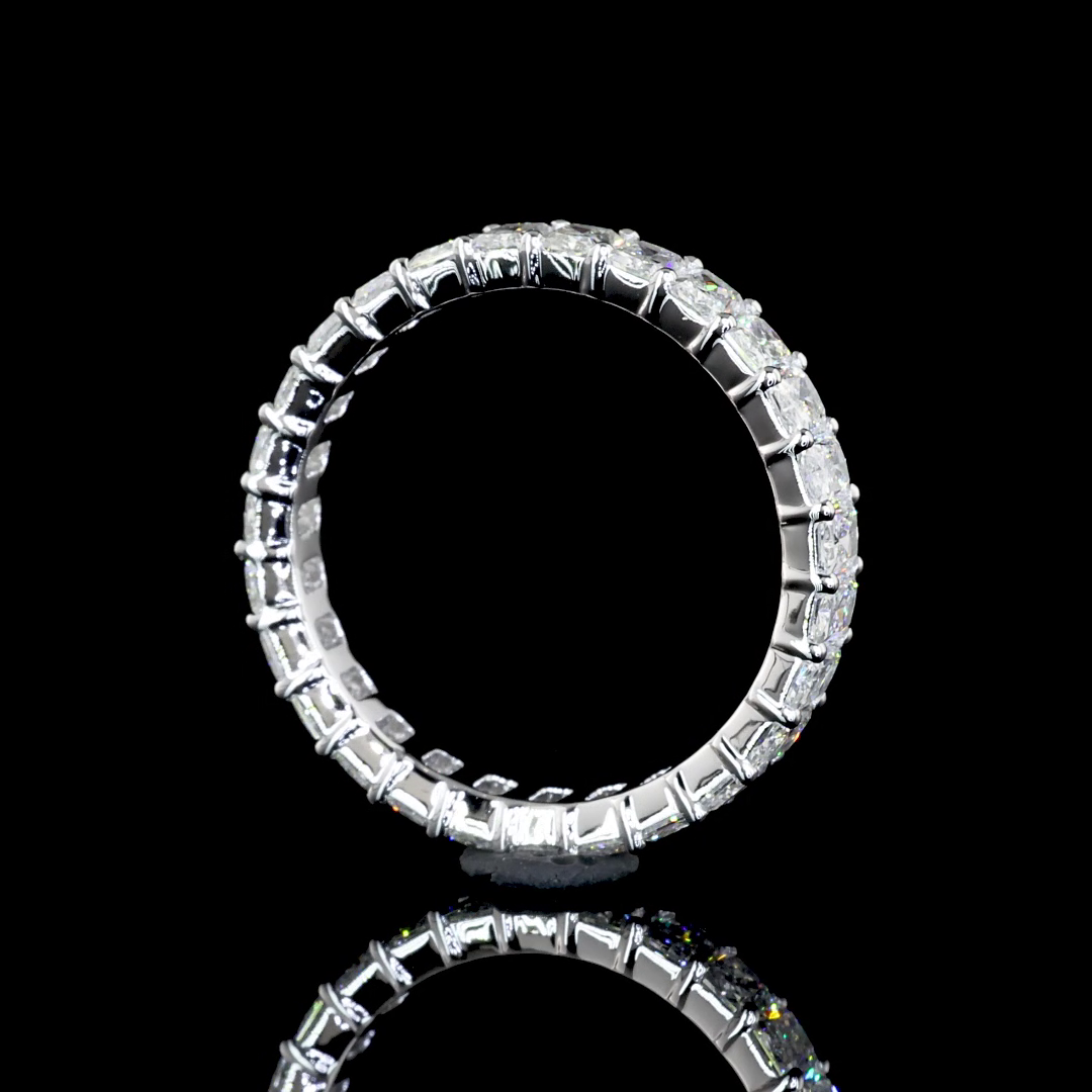 Lab-Grown 1.95 Carat Radiant E-F-VS Diamond 14K White Gold Eternity Band