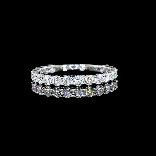 Lab-Grown 1.00 Carat Round E-VS1 Diamond 14K White Gold 3/4 Band Eternity Band