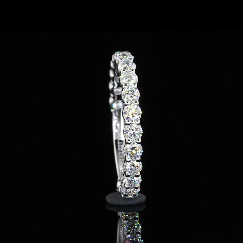 Lab-Grown 1.00 Carat Round E-VS1 Diamond 14K White Gold 3/4 Band Eternity Band