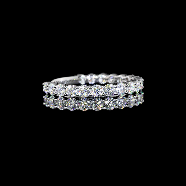 Lab-Grown 1.00 Carat Round E-VS1 Diamond 14K White Gold 3/4 Band Eternity Band