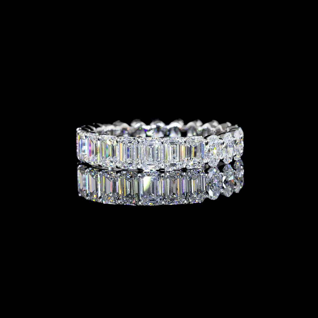 Lab-Grown 3.79 Carat Oval E-VS Diamond 14K White Gold Eternity Band Eternity Ban