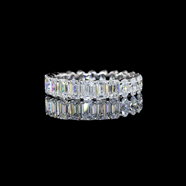 Lab-Grown 3.79 Carat Oval E-VS Diamond 14K White Gold Eternity Band Eternity Band