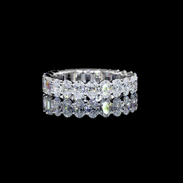 Lab-Grown 3.79 Carat Oval E-VS Diamond 14K White Gold Eternity Band Eternity Band