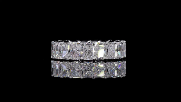 Lab-Grown 8.94 Carat Radiant F-VS2 Diamond 18K White Gold Eternity Band Eternity