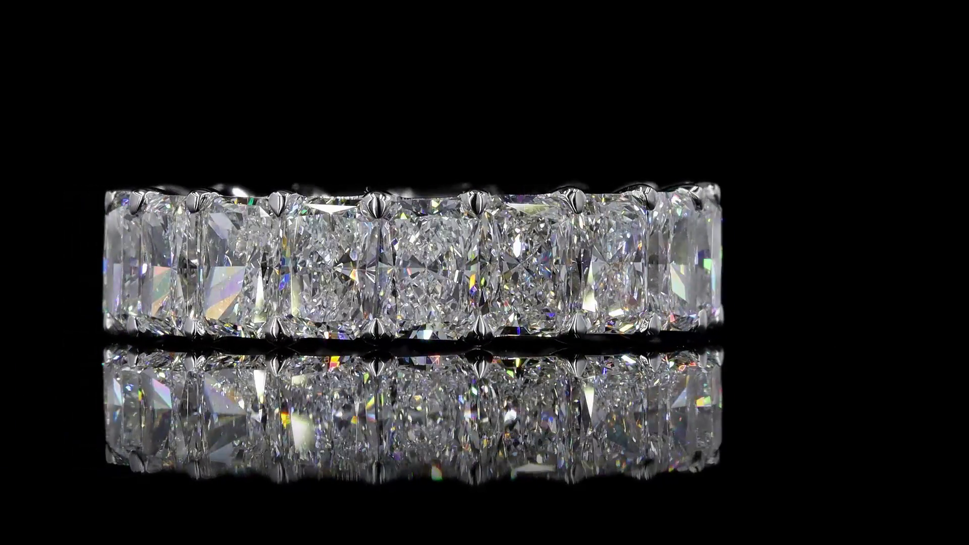 Lab-Grown 9.91 Carat Radiant F-VS2 Diamond 14K White Gold Eternity Band Eternity