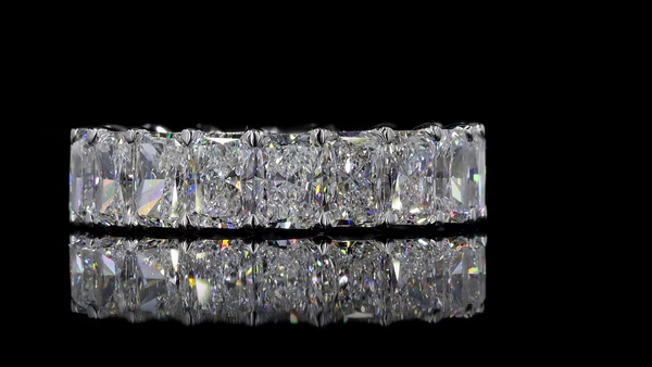 Lab-Grown 9.91 Carat Radiant F-VS2 Diamond 14K White Gold Eternity Band Eternity