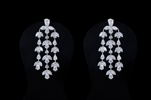 Lab-Grown 15.3 Carat MIX G-VS1 Diamond 14K White Gold Special Earrings