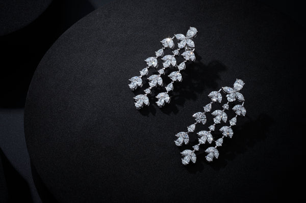 Lab-Grown 15.3 Carat MIX G-VS1 Diamond 14K White Gold Special Earrings