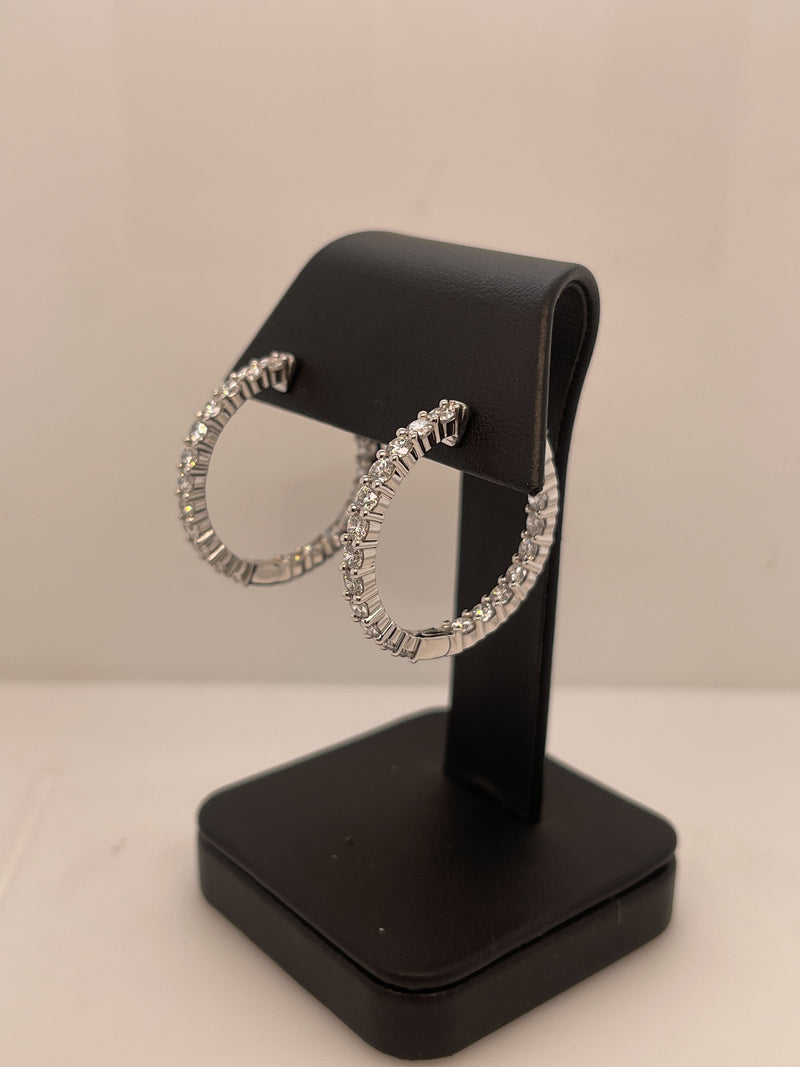 Lab-Grown 3.86 Carat Round F-VS2 Diamond 14K White Gold Hoops Earrings