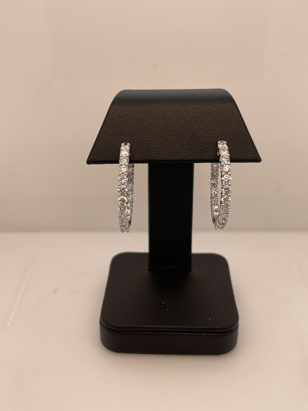 Lab-Grown 2.17 Carat Round F-VS2 Diamond 14K White Gold Hoops Earrings